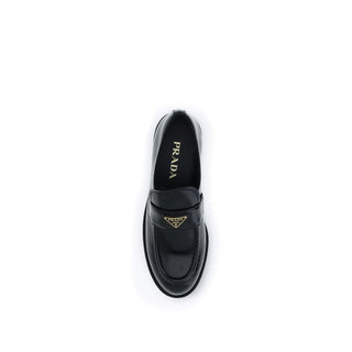 Prada Black Calf Leather Bos Taurus Slip-On Loafers