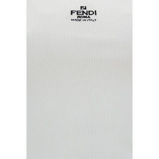 Fendi White Cotton Sleeveles T-Shirt