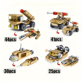 مجموعة كتل بناء دبابة عسكرية 16 في 1 للأطفال من عمر 6 سنوات فما فوق، مجموعة بناء مركبات متعددة الاستخدامات مع نماذج طائرة وشاحنة وسيارة وسفينة، كتل بطابع عسكري، بلاستيك بألوان متنوعة