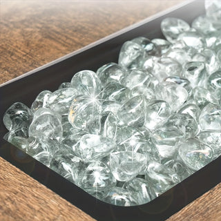 Amana Hair 1" Fire Glass Stones for Gas Fire Pits and Fireplaces - High Gloss, Indoor/Outdoor Safe, Perfect for Arrangements and Tables 