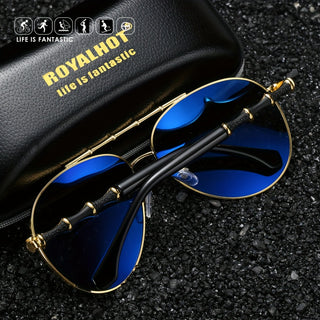 Royal Hot Fashion Luxury Metal Frame Sunglasses for Men Women Outdoor Party Vacation Travel Driving Fishing Photo Props 