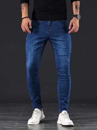 Stylish Slim Fit Medium Stretch Jeans Men's Casual Street Style Jeans 