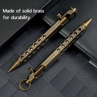 Gun Pen with 5 Refills Luxury Antique Brass Business Signature Pen for Men Neutral Packaging 