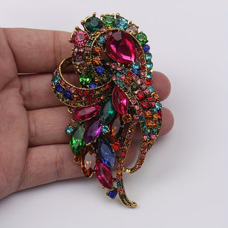 Vintage Inspired Colorful Rhinestone Brooch Pin - Stylish Accessory for Coats and Dresses, Available in 6 Colors 