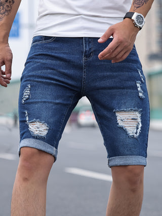 Men's Ripped Skinny Jeans Shorts, Fashion Summer Casual Jeans Shorts for Men 