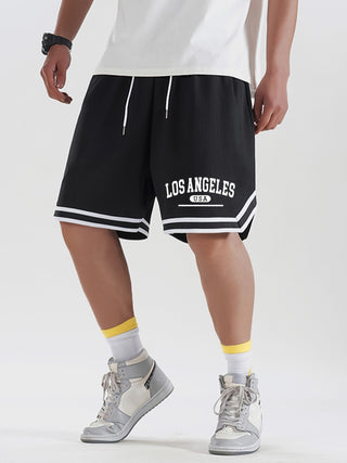 Men's Summer Shorts, Los Angeles Striped Drawstring Basketball Shorts 