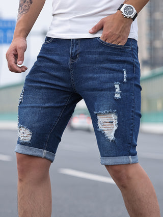 Men's Ripped Jeans with Pockets, Cotton Blend Fashion Slim Fit Summer Outdoor Activities 