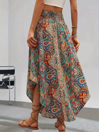 Paisley Print Waist Skirt A-Line Skirt Curved Length Spring Summer Women's Clothing 