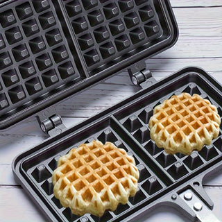 Aluminum Waffle Maker with Lid - Non-Stick BPA Free Stovetop Waffle Maker, No Electricity Required, Home Kitchen Dessert Maker 