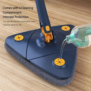 Multi-Purpose Triangle Mop Set with 360° Swivel Head - Long Handle, Hands-Free Washing, Wet and Dry Use for Floors, Walls, Ceilings - Perfect for Home Cleaning 