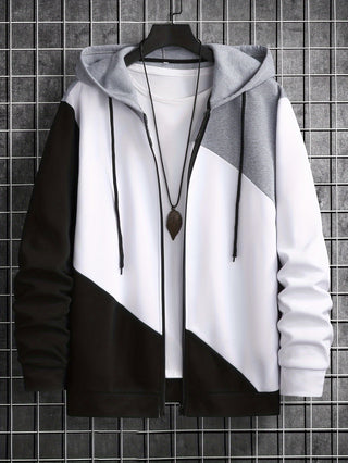 Men's Fashion Zipper Hoodie with Pockets, Fashionable Color Comfortable for Spring and Autumn 