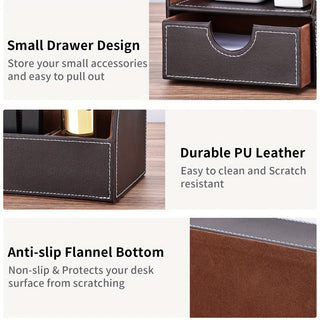 Office Storage Box Pencil Holder with Half Strap Holder Coffee Color 