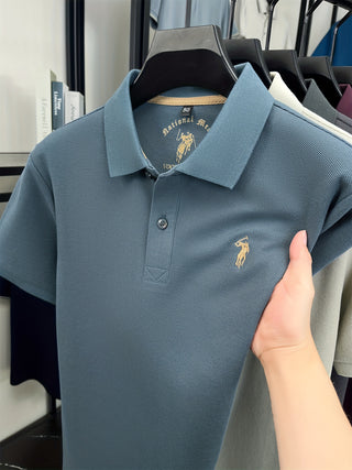 قميص رجالي كلاسيكي - أصفر خردلي - ياقة بأزرار أمامية - قميص صيفي قابل للتنفس - CRRTMARO - مناسب للارتداء الرسمي والعادي - قابل للغسل اليدوي - موديل M25007، قطعة متعددة الاستخدامات، تفاصيل مطرزة عالية الجودة، أكمام قصيرة، أنيق