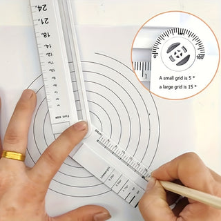 قاعدة رسم هندسية مطوية متعددة الوظائف - مصنوعة من مادة ABS، غير مشحونة، دقة 0.01 - قالب هندسي دائري للخطوط الرياضية مع قياس الزوايا للاستخدام في المدرسة والمكتب