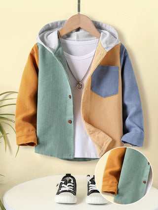 Kids Hooded Shorts Jacket Fashion Button Front Coat Boys Clothes Spring Autumn Outdoor 