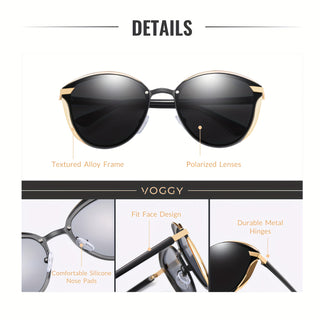 VOGGY Retro Chic Sunglasses for Men and Women - Polarized, ABS Lens, Copper Alloy Frame - Perfect for Driving, Fishing, Outdoor Adventures and Parties 