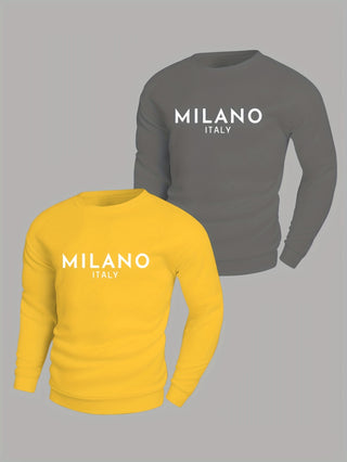 Milano Milan Italy Print Men's Fashion Crew Neck Long Sleeve Sweatshirt Comfortable Outdoor Sports Shirt 