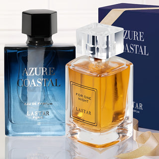 2 قطع من عطر AZURE COASTAL Eau De Parfum للنساء، 50 مل - عطر محايد منعش وأنيق مع نكهات شرقية، عطر طويل الأمد، هدية مثالية لها - مثالي لعيد الميلاد، رأس السنة، عيد الحب، عطر رومانسي | جمالية أنيقة | زجاجات عطور زجاجية