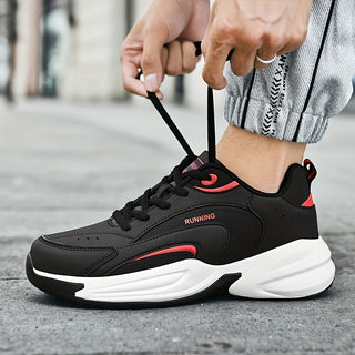 Men's Fashion Solid Color Shock Absorption Non-Slip Lace-Up All Season Outdoor Running Shoes 