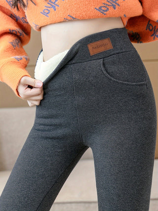 Skinny Leggings with Slant Pockets, Casual Thermal Leggings for Autumn and Winter, Women's Clothing 