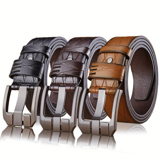 Men's Leather Belt with Back Pin Buckle | Casual Business Belt | Simple Youth Trouser Belt 