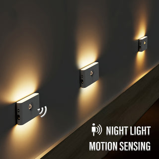 1/2/4/6pcs Body Motion Sensor Night Lights, Type-C Rechargeable, Magnetic White Shell Cordless, Low Brightness LED Wall Light, with Charging Cable, for Bedrooms, Living Rooms, Kitchens, Hallways, Stairs