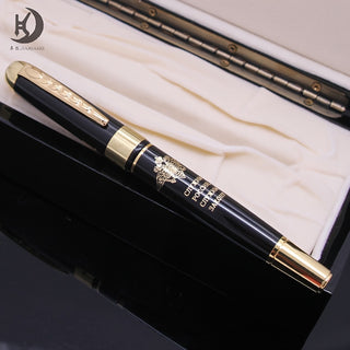 Luxury Stainless Steel Gel Ink Pen - Medium Point Washable - Elegant Business Gift for Men and Women - Premium Black Metal Writing Instrument with Blue Ink