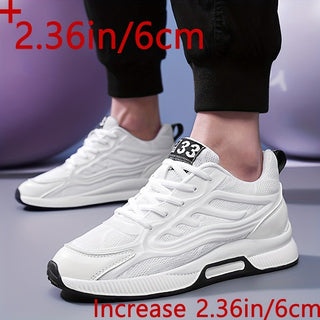 PINDENG Men's Sneakers Fashion Casual Breathable Mesh Height Increasing Comfortable Lace Up Shoes for All Seasons 