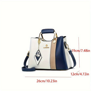 Stylish Women's Contrast Color Handbag - Durable, Water Resistant PU with Adjustable Strap, Magnetic Closure, Polyester Lined - Versatile and Stylish Crossbody Bag for Everyday Use 